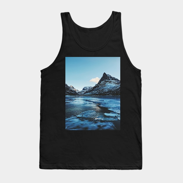 Norway - Innerdalen Lake and Mountain Range on Freezing Cold Winter Day Tank Top by visualspectrum